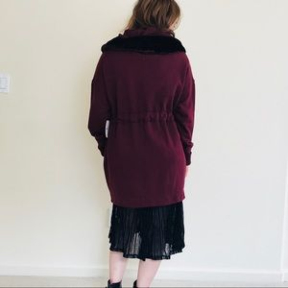 NWT Free People Wine Velvet Trim Hooded Jacket - Picture 4 of 7